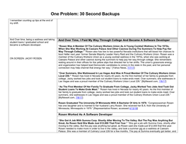 One Problem: 30 Second Backups