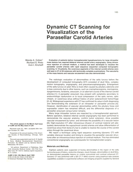 Dynamic CT Scanning for Visualization of the Parasellar Carotid Arteries