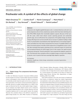 Freshwater Eels: a Symbol of the Effects of Global Change