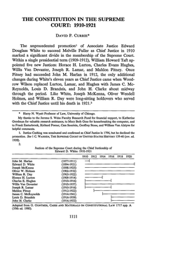 The Constitution in the Supreme Court: 1910-1921