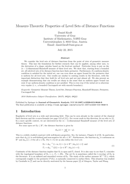 Measure-Theoretic Properties of Level Sets of Distance Functions