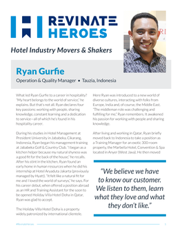 Ryan Gurfie Operation & Quality Manager • Tauzia, Indonesia