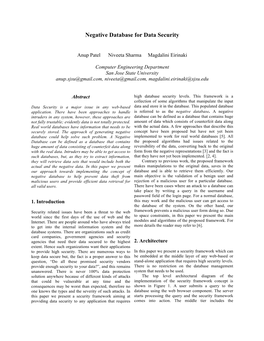 Negative Database for Data Security