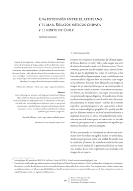 Una Extensión Entre El Altiplano Y El Mar. Relatos Míticos Chipaya Y El Norte De Chile