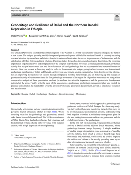 Geoheritage and Resilience of Dallol and the Northern Danakil Depression in Ethiopia