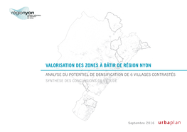 Analyse Du POTENTIEL DE DENSIFICATION De 6 Villages Contrastés Synthèse Des Conclusions De L’Étude