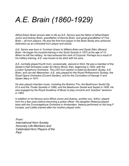 A.E. Brain (1860-1929)