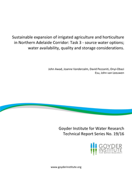 Sustainable Expansion of Irrigated Agriculture and Horticulture In