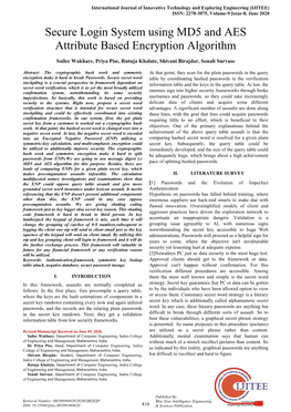 Secure Login System Using MD5 and AES Attribute Based Encryption Algorithm