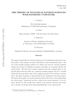 The Theory of Dynamical Random Surfaces with Extrinsic Curvature