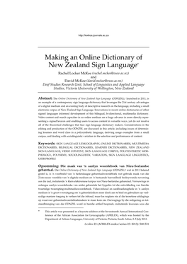 Making an Online Dictionary of New Zealand Sign Language*
