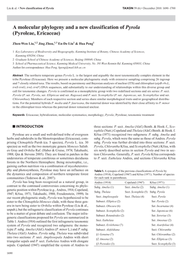 A Molecular Phylogeny and a New Classification of Pyrola (Pyroleae, Ericaceae)