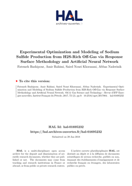 Experimental Optimization and Modeling of Sodium Sulfide