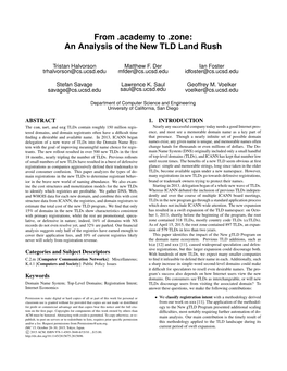 An Analysis of the New TLD Land Rush