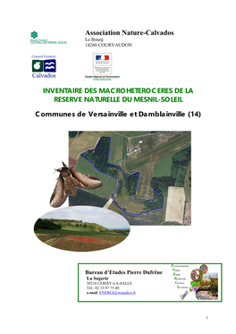 Association Nature-Calvados INVENTAIRE DES