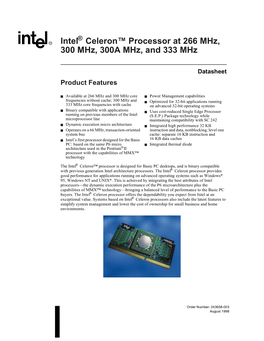 Intel Celeron™ Processor at 266 Mhz, 300 Mhz, 300A