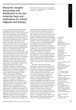 Muscarinic Receptor Functioning and Distribution in The