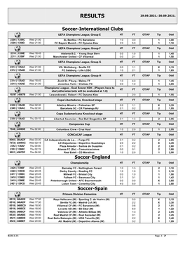 Results 29.09.2021.-30.09.2021