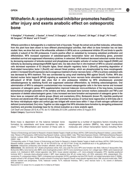 Withaferin A: a Proteasomal Inhibitor Promotes Healing After Injury and Exerts Anabolic Effect on Osteoporotic Bone