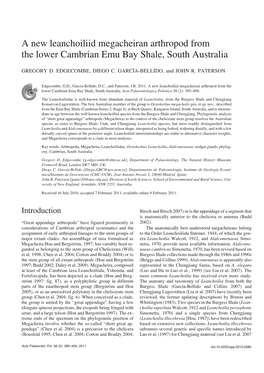 A New Leanchoiliid Megacheiran Arthropod from the Lower Cambrian Emu Bay Shale, South Australia