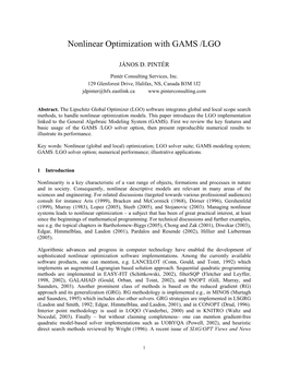 Nonlinear Optimization with GAMS /LGO