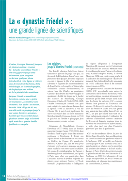 La « Dynastie Friedel » : Une Grande Lignée De Scientifiques