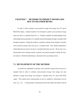 Chapter 7 Methods to Predict Minor Loss Due to Meander Bends