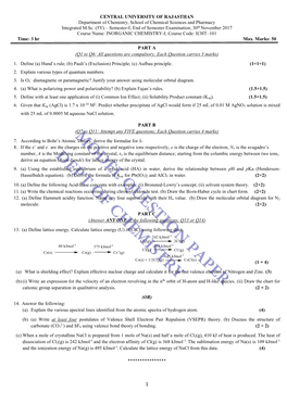 Model Question Paper Dept of Chemistry