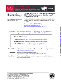 Lymphotoxin Signals CD4 T Cell Recruitment in the Absence Of