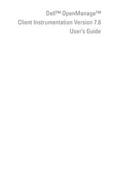 Dell™ Openmanage™ Client Instrumentation Version 7.6 User's