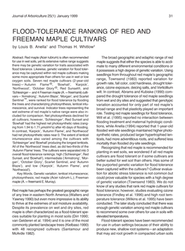 FLOOD-TOLERANCE RANKING of RED and FREEMAN MAPLE CULTIVARS by Louis B