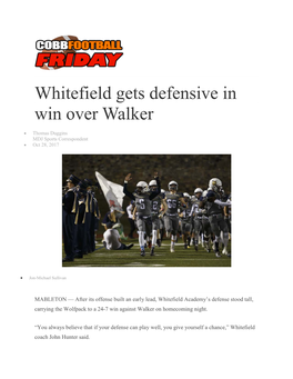 Whitefield Gets Defensive in Win Over Walker