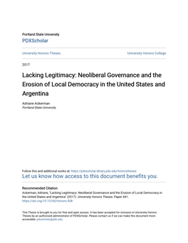 Neoliberal Governance and the Erosion of Local Democracy in the United States and Argentina