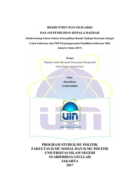 PROGRAM STUDI ILMU POLITIK FAKULTAS ILMU SOSIAL DAN ILMU POLITIK UNIVERSITAS ISLAM NEGERI SYARIFHIDAYATULLAH JAKARTA 2017 I Ii Iii ABSTRAKSI