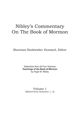 Nibley's Commentary on the Book of Mormon