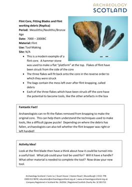 Flint Core, Fitting Blades and Flint Working Debris (Replica) Period