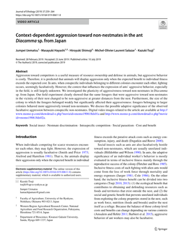 Context-Dependent Aggression Toward Non-Nestmates in the Ant