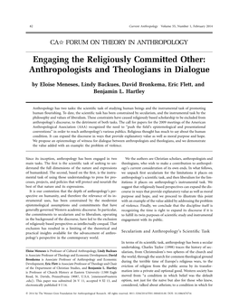 Anthropologists and Theologians in Dialogue