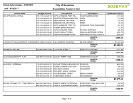 City of Bozeman Expenditure Approval List