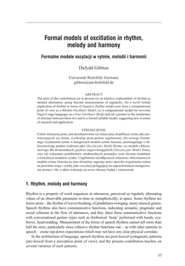 Formal Models of Oscillation in Rhythm, Melody and Harmony