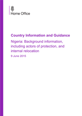 Nigeria: Background Information, Including Actors of Protection, and Internal Relocation 9 June 2015