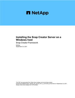 Installing the Snap Creator Server on a Windows Host Snap Creator Framework Netapp September 23, 2021