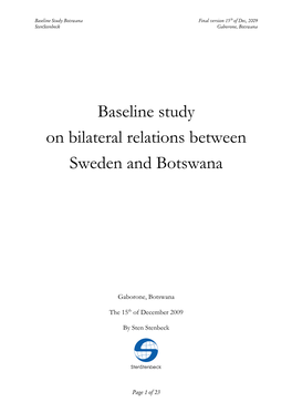 Baseline Study on Bilateral Relations Between Sweden and Botswana