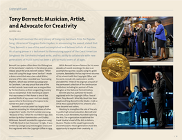 Tony Bennett: Musician, Artist, and Advocate for Creativity ALISON HALL