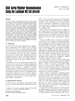 USAF Aerial Weather Reconnaissance Using Me Lockheed Wc-130 Aircraft