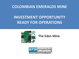 Colombian Emeralds Mine Investment Opportunity