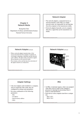 Network Adapter(Continued) Adapter Settings