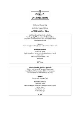 Afternoon Tea Menus