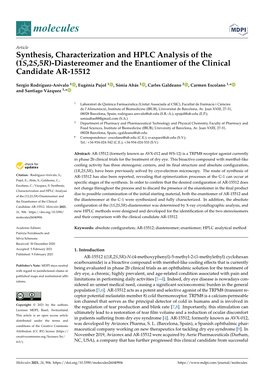 Synthesis, Characterization and HPLC Analysis of the (1S,2S,5R)-Diastereomer and the Enantiomer of the Clinical Candidate AR-15512