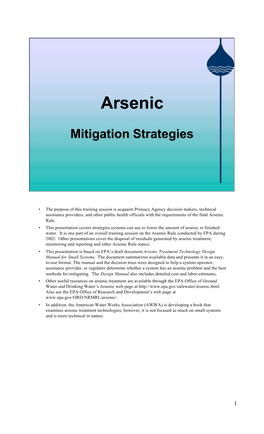 Arsenic: Mitigation Strategies